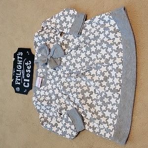 Nannette Kids Dress Long Sleeve 18M Gray White Stars